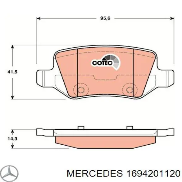 1694201120 Mercedes колодки тормозные задние дисковые