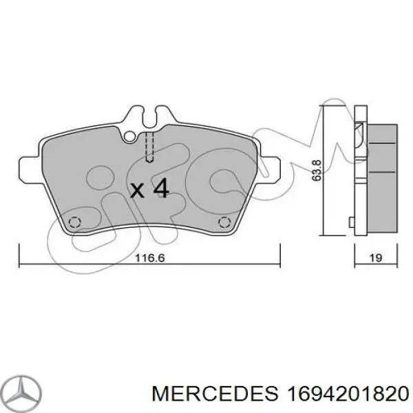 Колодки Mercedes 1694201820 цена, от 33.66 USD