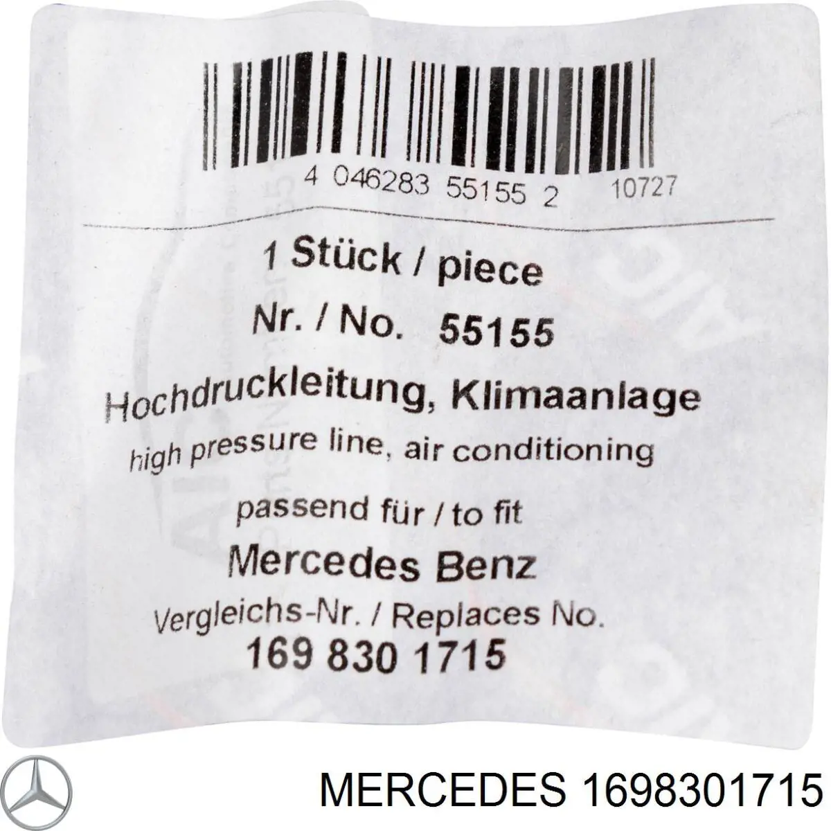 Шланг кондиционера, от радиатора к испарителю Mercedes 1698301715 цена, от 37.34 USD
