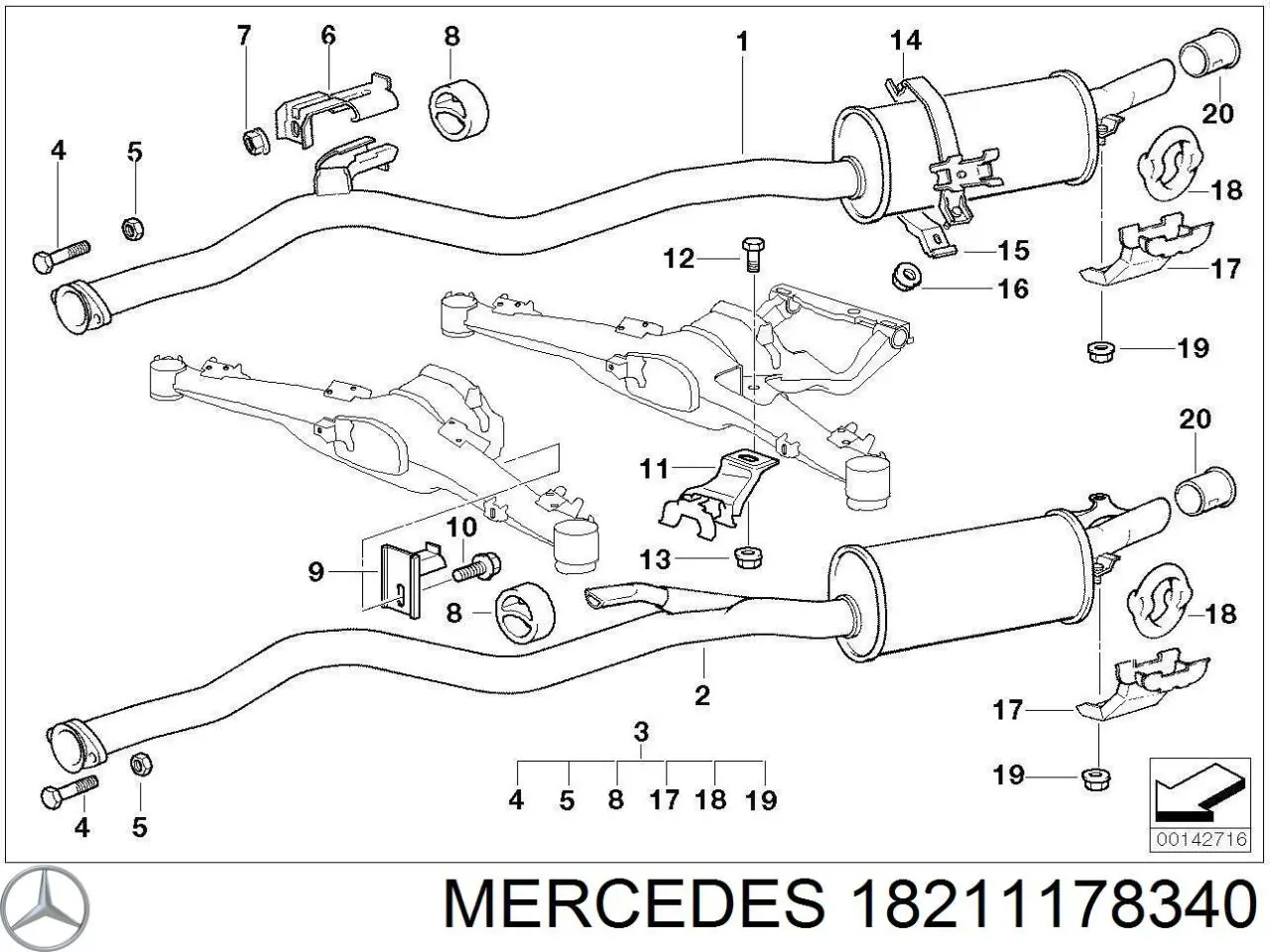 Хомут глушителя 18211178340 Mercedes