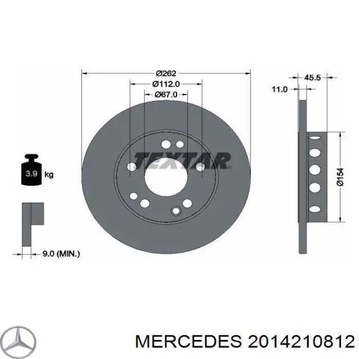 Передние тормозные диски 2014210812 Mercedes