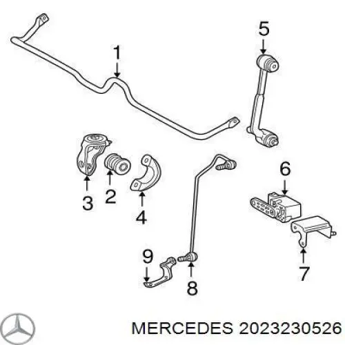Хомут крепления втулки стабилизатора заднего A2023230526 Mercedes