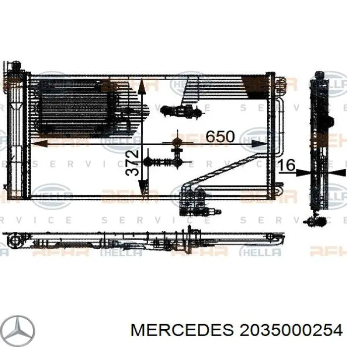 Радиатор кондиционера 2035000254 Mercedes