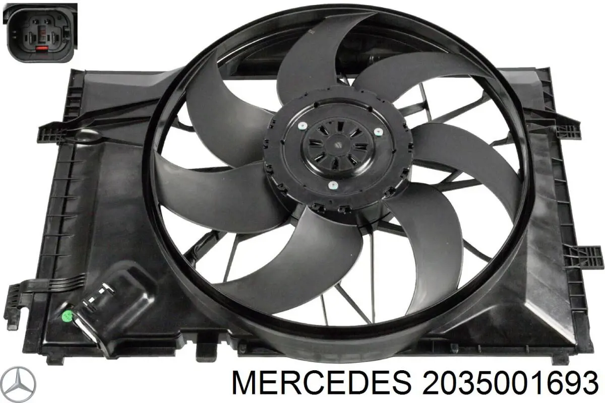 2035001693 Mercedes диффузор радиатора охлаждения, в сборе с мотором и крыльчаткой