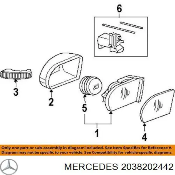 Мотор привода стекла зеркала заднего вида на Mercedes ML/GLE (W163)