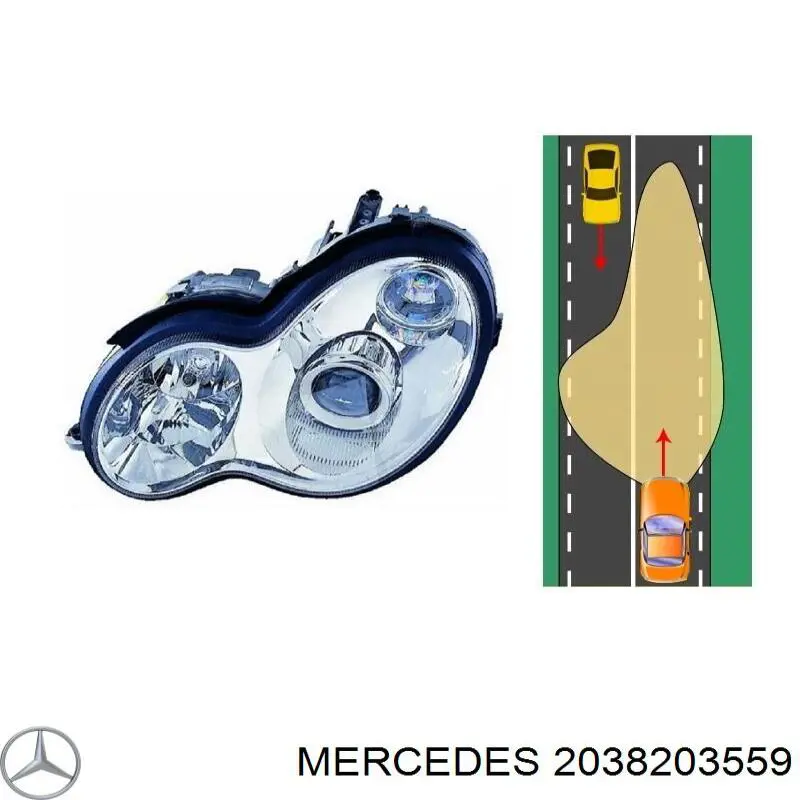 Фара левая A2038203559 Mercedes