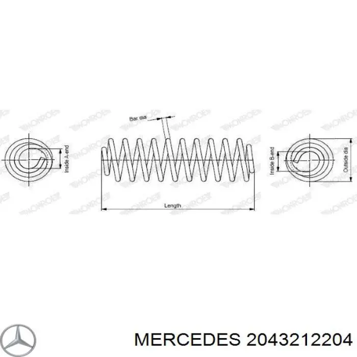Пружина амортизатора передняя Mercedes 2043212204 цена, от 30.37 USD