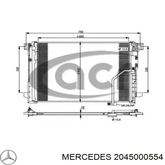 Радиатор кондиционера 2045000554 Mercedes