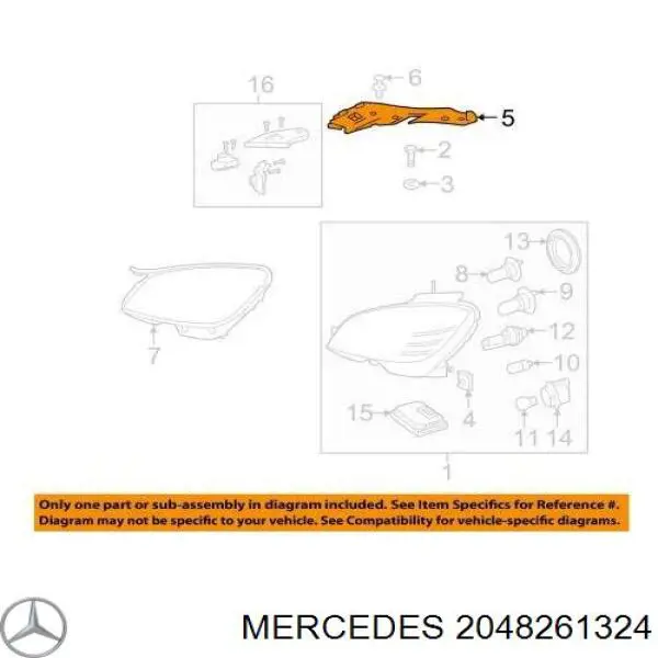 Корпус фары левой на Mercedes C (W204)