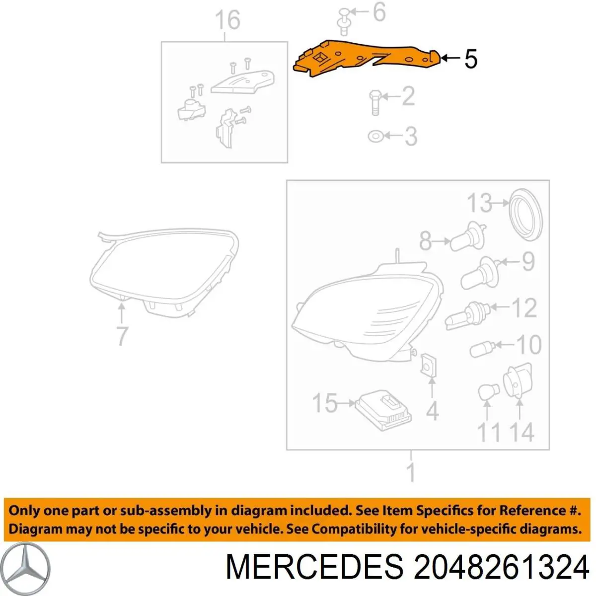 Крышка фары левой Mercedes 2048261324 цена, от 11.27 USD