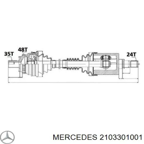 2103301001 Mercedes полуось (привод передняя правая)