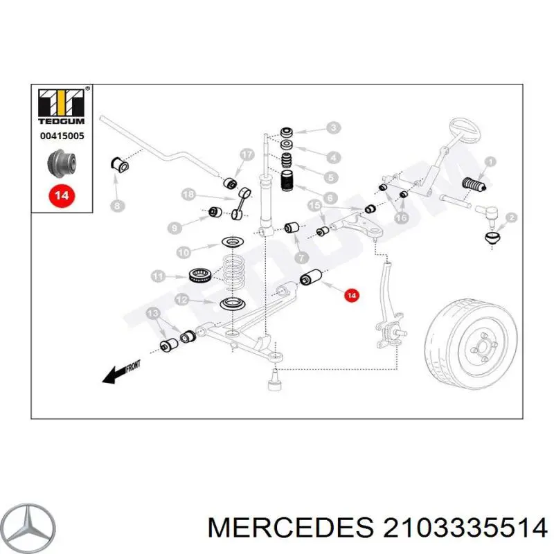 Сайлентблок передней подвески Mercedes 2103335514 цена, от 5.52 USD