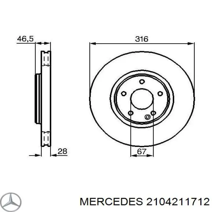 Передние тормозные диски 2104211712 Mercedes