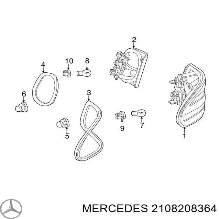 2108208364 Mercedes фонарь задний левый внешний