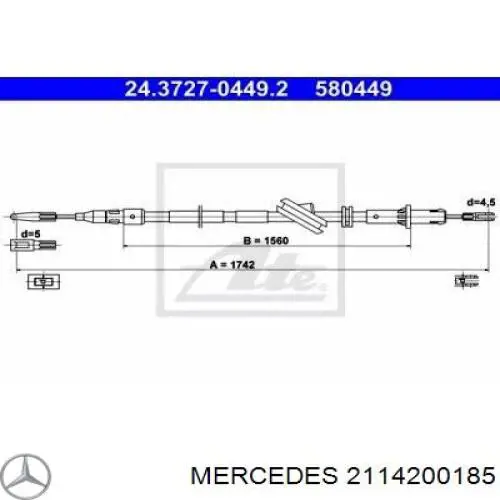 Купить 2114200185 Mercedes Передний трос ручника