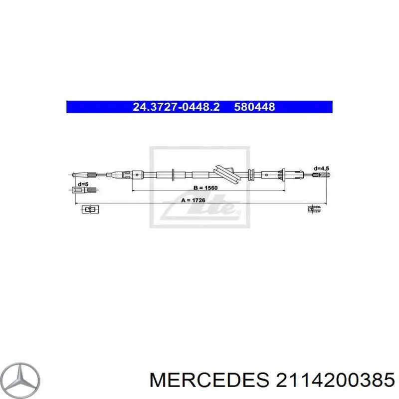 Купить 2114200385 Mercedes Задний правый трос ручника