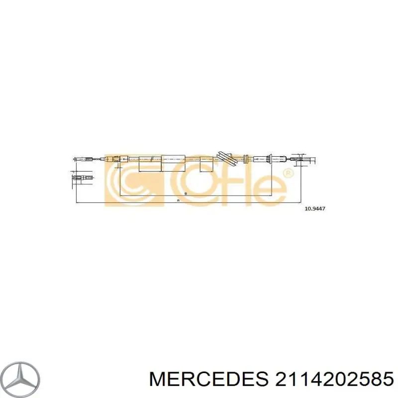 2114202585 Mercedes трос ручного тормоза задний левый
