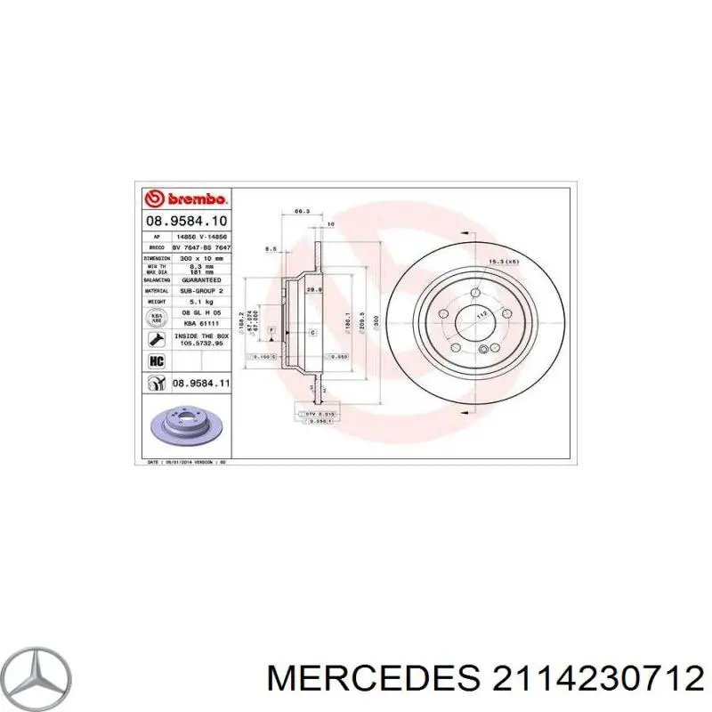 2114230712 Mercedes диск тормозной задний