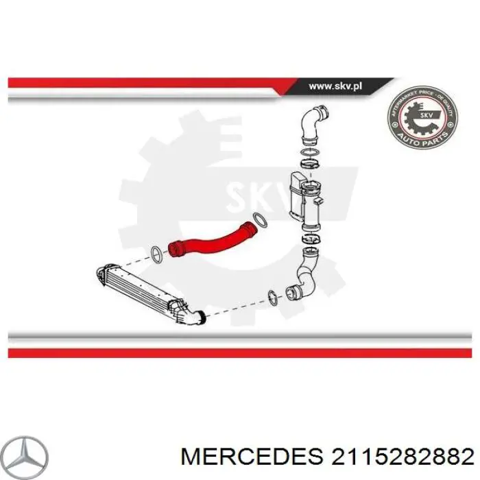 2115282882 Mercedes шланг (патрубок интеркуллера нижний правый)