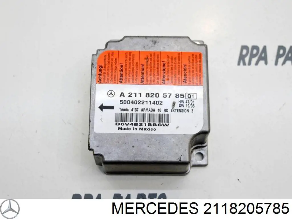 2118205785 Mercedes модуль-процессор управления подушкой безопасности (эбу airbag)