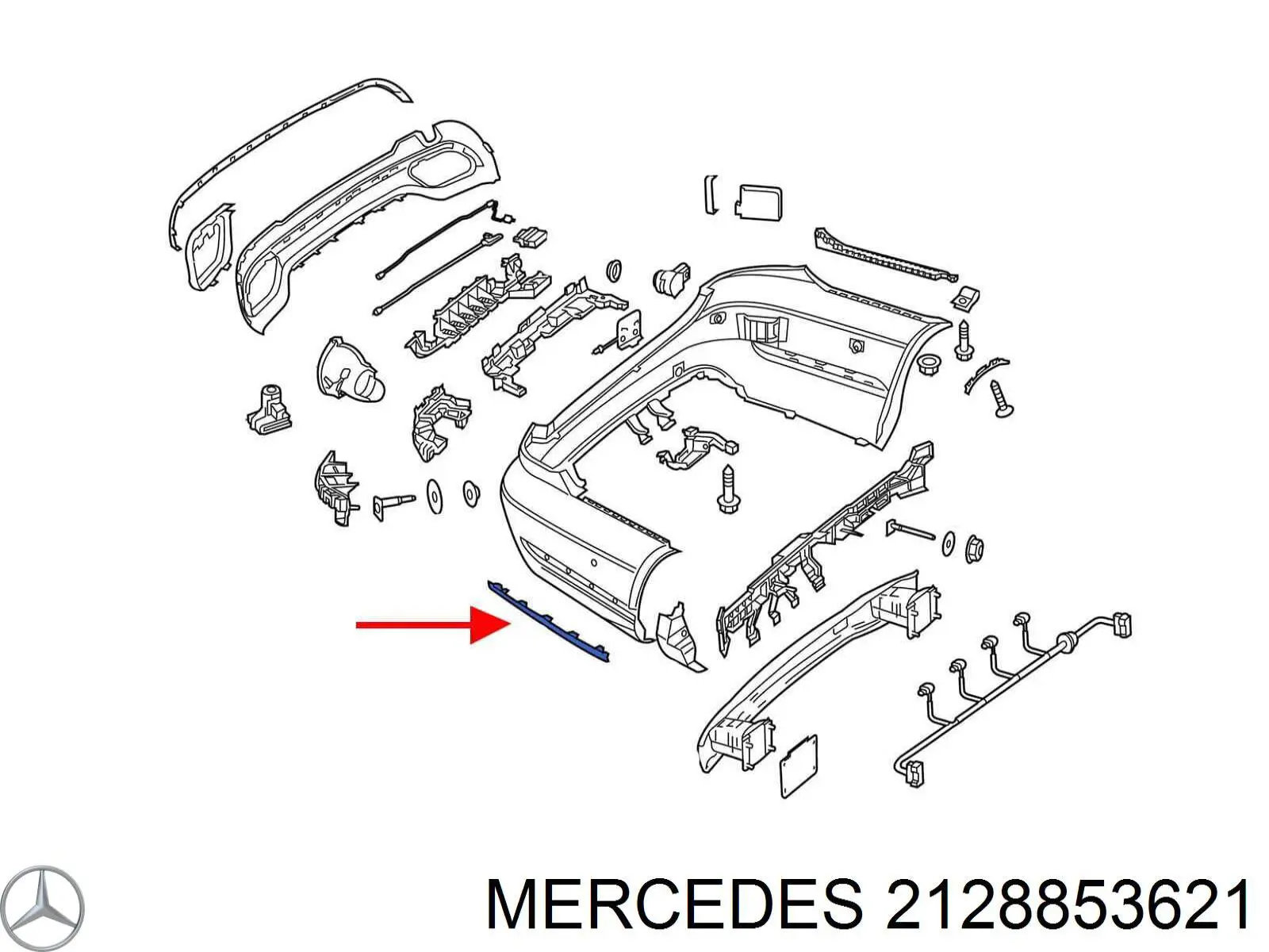Купить 2128853621 Mercedes Молдинг бампера заднего правый