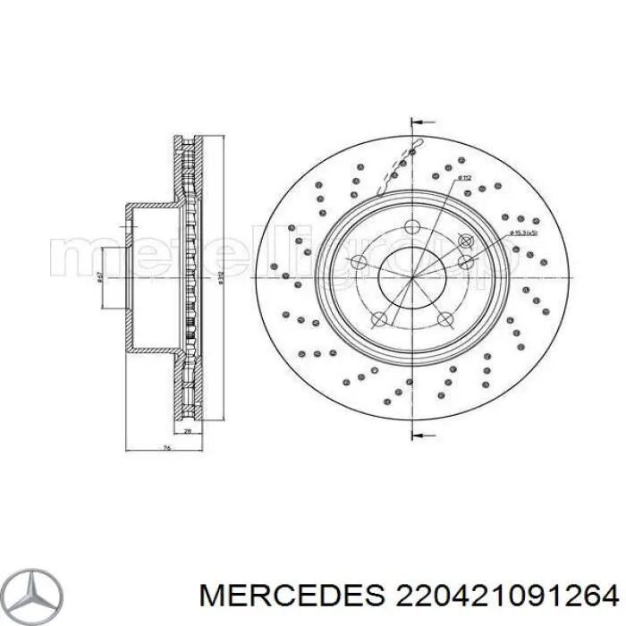 Передние тормозные диски 220421091264 Mercedes