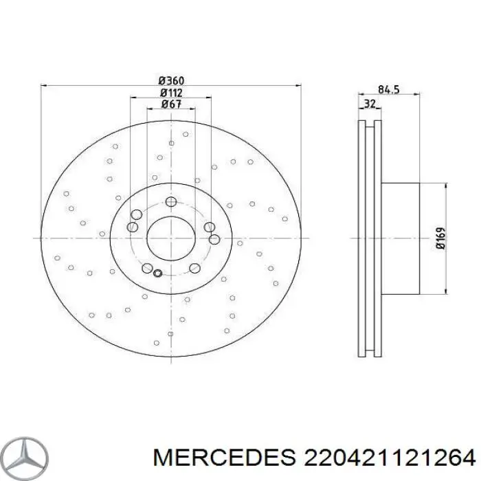 A2204211212 Mercedes диск тормозной передний