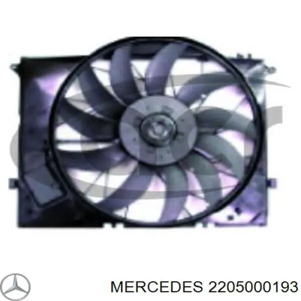 2205000193 Mercedes difusor do radiador de esfriamento, montado com motor e roda de aletas