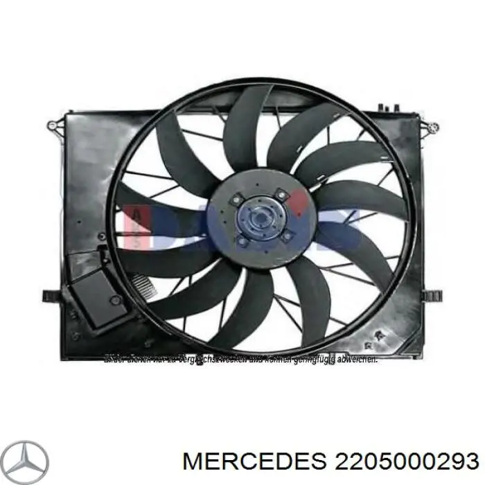 2205000293 Mercedes difusor do radiador de esfriamento, montado com motor e roda de aletas