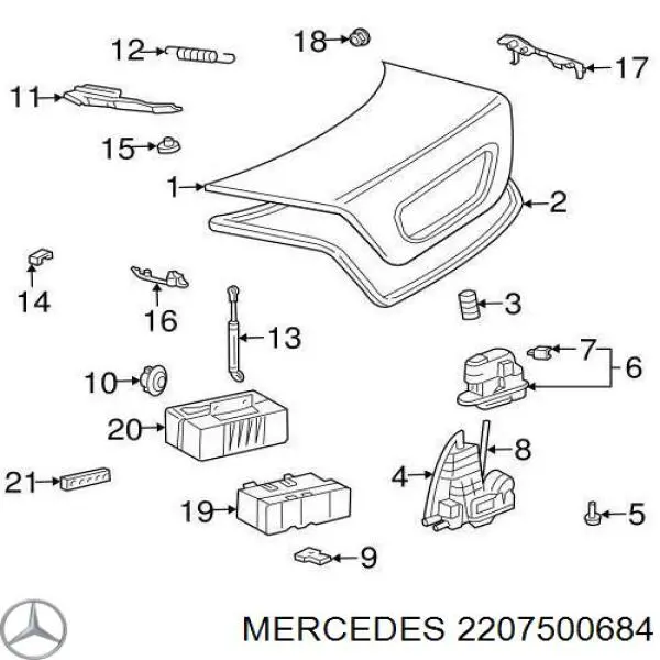 Замок двери багажника Mercedes A2207500684 цена, от 7.48 USD