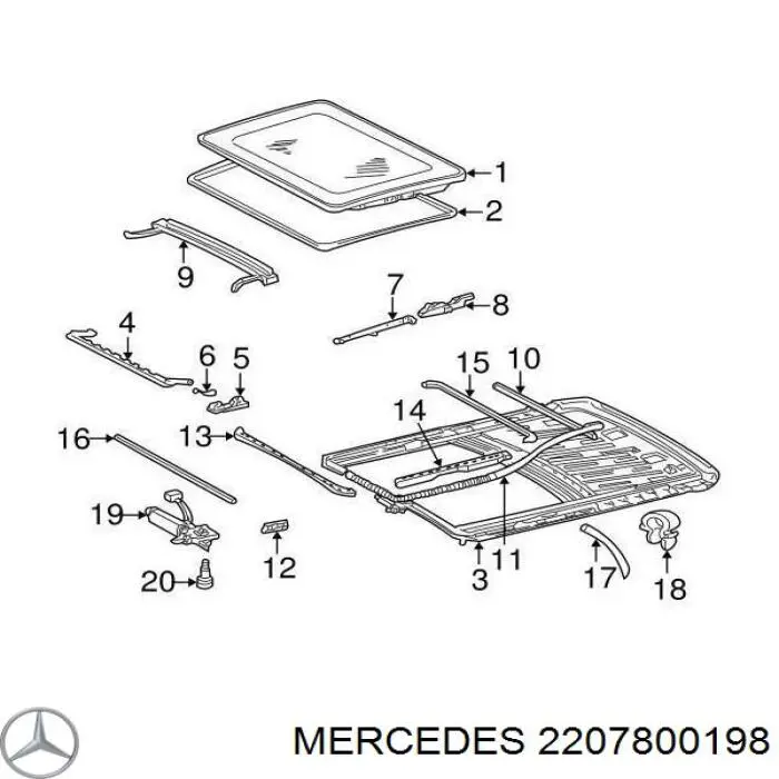 A2207800198 Mercedes уплотнитель люка крыши