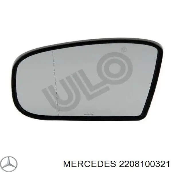 2208100321 Mercedes elemento espelhado do espelho de retrovisão esquerdo