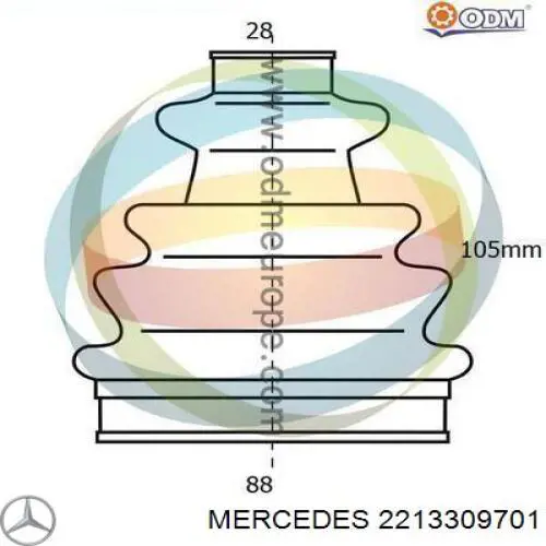 Полуось (привод) передняя левая 2213309701 Mercedes