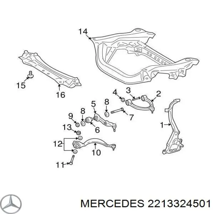 Цапфа (поворотный кулак) передний левый 2213324501 Mercedes