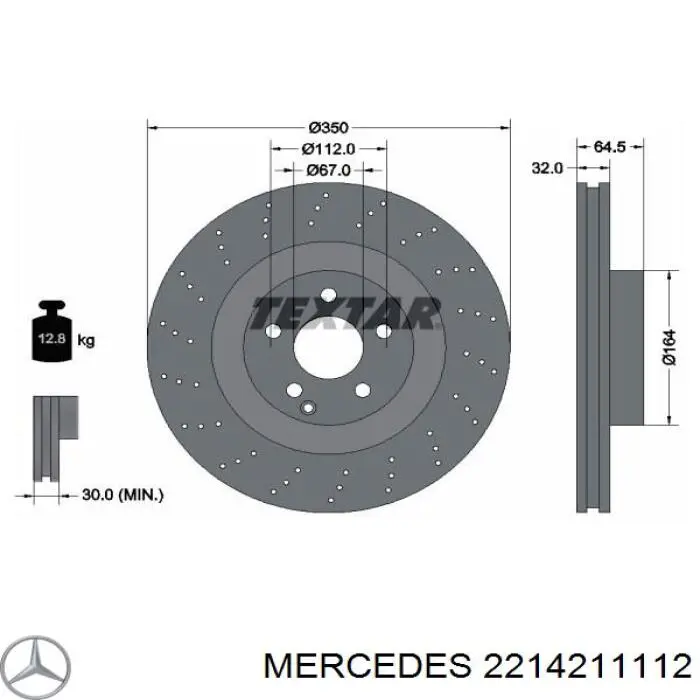 2214211112 Mercedes диск тормозной передний
