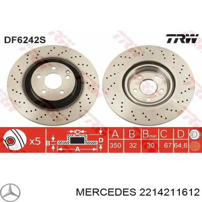 Тормоз дисковый передний Mercedes 2214211612 цена, от 86.98 USD