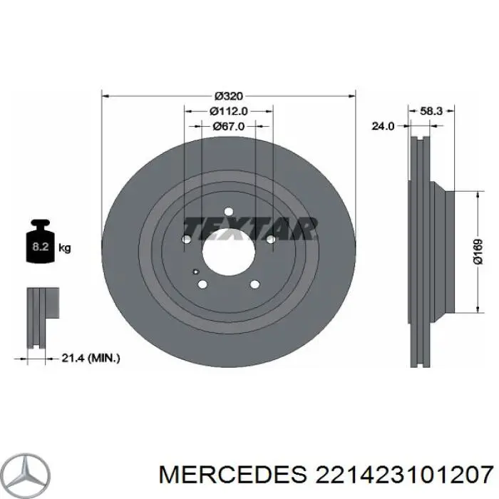 221423101207 Mercedes диск тормозной задний
