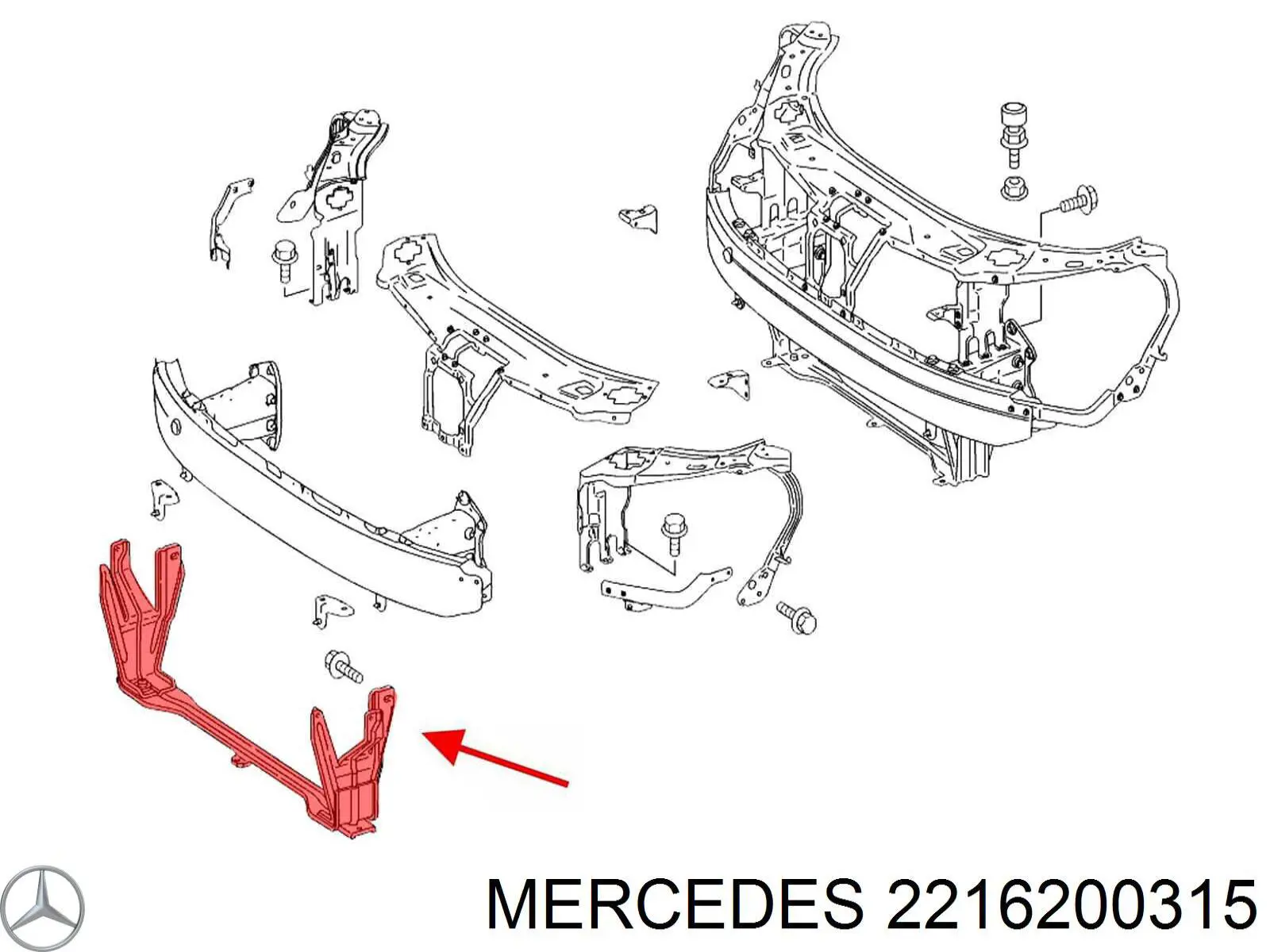  Усилитель переднего бампера Mercedes S 