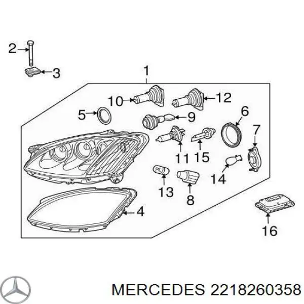 Рамка/облицовка фары левой на Mercedes S (W221)