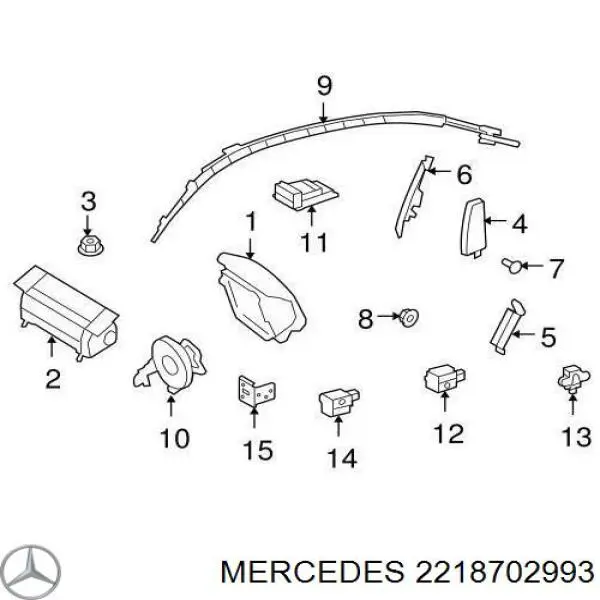  Модуль-процессор управления подушкой безопасности (ЭБУ AIRBAG) Mercedes S 