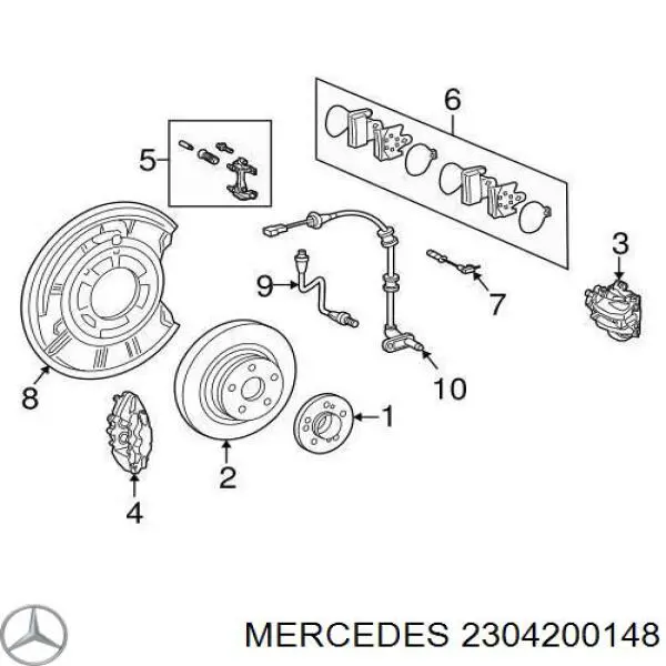 2304200148 Mercedes шланг тормозной задний