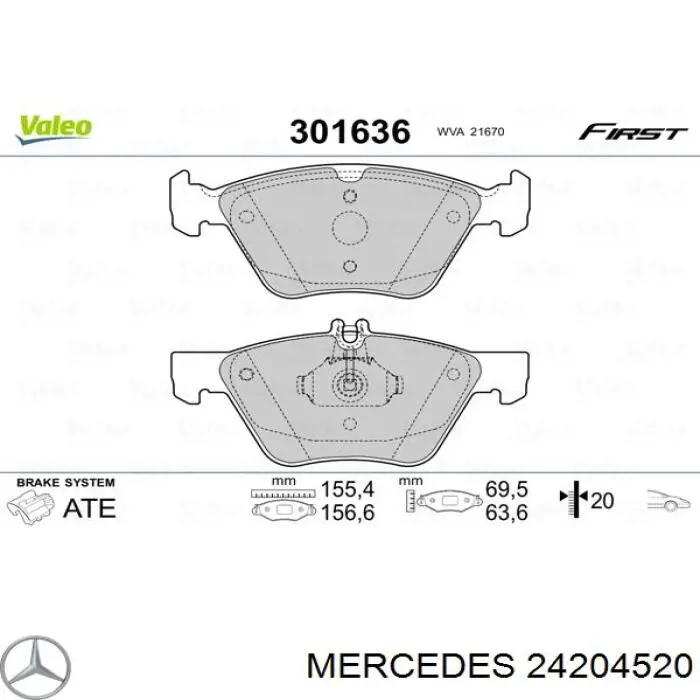 Передние тормозные колодки 24204520 Mercedes