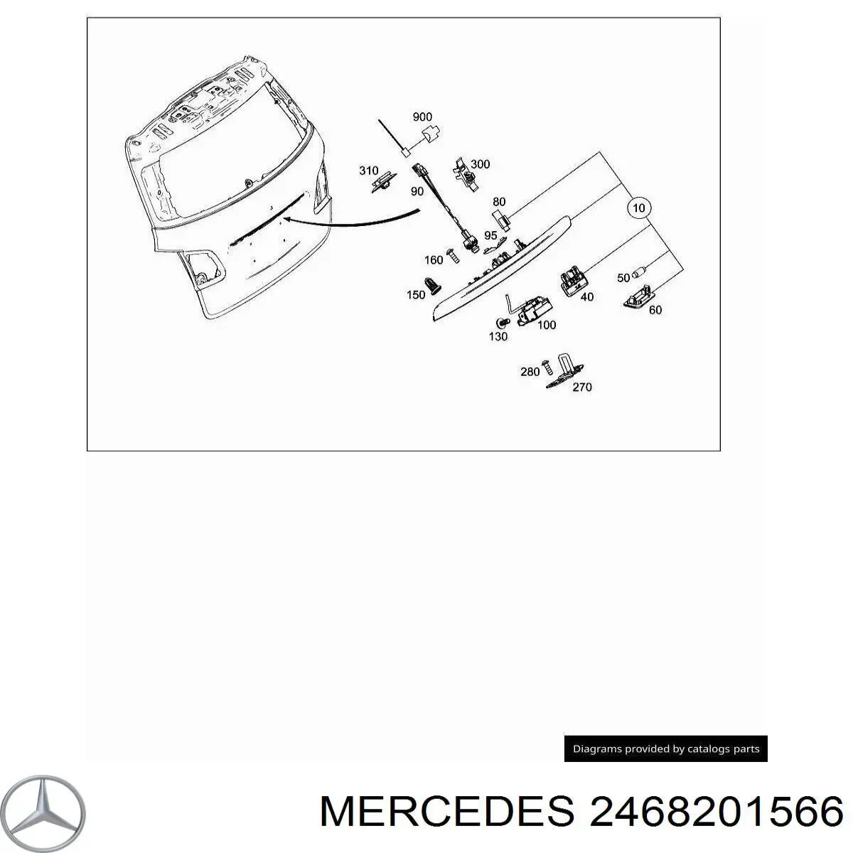 Фонарь подсветки номерного знака 246820156664 Mercedes