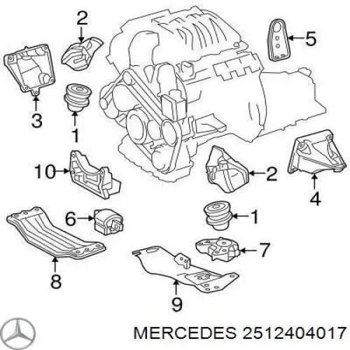 2512402617 Mercedes подушка (опора двигателя левая/правая)