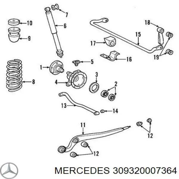 Втулка стабилизатора заднего наружная Mercedes 309320007364