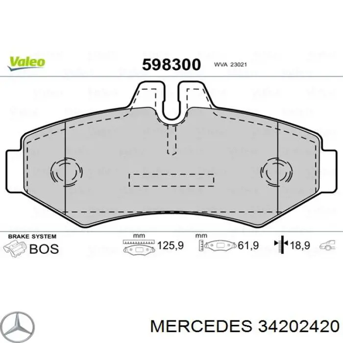 34202420 Mercedes задние тормозные колодки