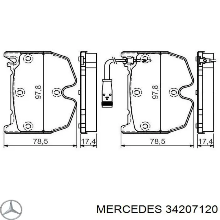 34207120 Mercedes колодки тормозные передние дисковые
