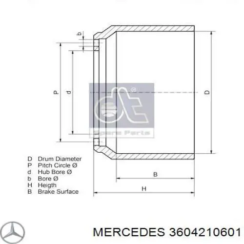 Купить A3604210601 Mercedes Тормозной барабан