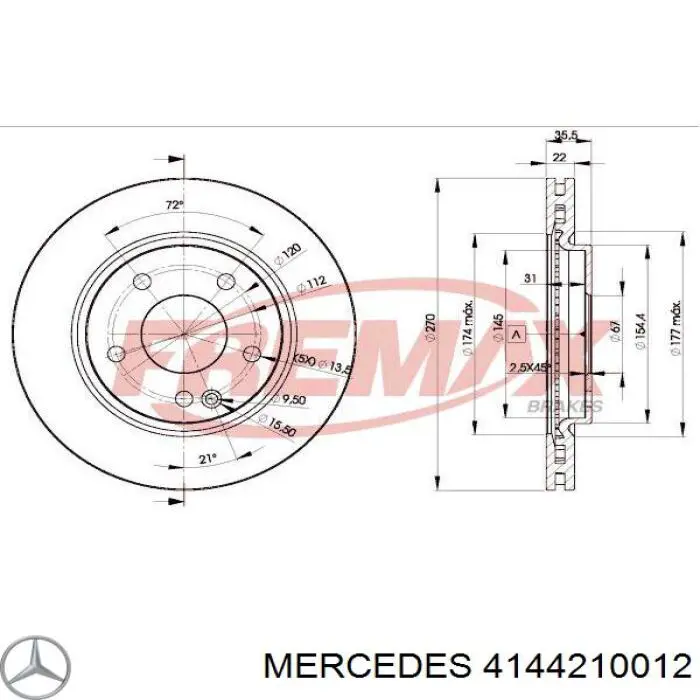 Купить 4144210012 Mercedes Ротор тормозной