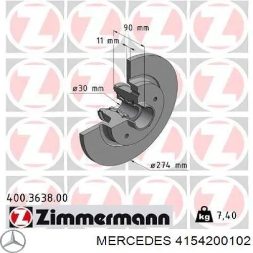 Задний тормозной диск Mercedes 4154200102 цена, от 93.70 USD